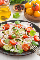 Greek salad with feta cheese, vertical
