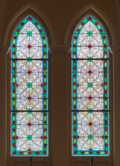 Stained Glass in the oldest Catholic church of Thailand