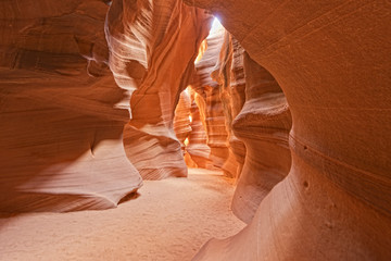 Antelope Canyon view with light rays © Andrea Izzotti