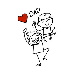 Happy Father's Day cartoon hand drawing