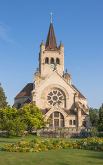 Fototapeta na wymiar Basel, Altstadt, Pauluskirche, Kirche, Sommer, Schweiz