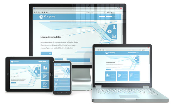 Responsive Web Design.RWD concept with various devices.Nobranded