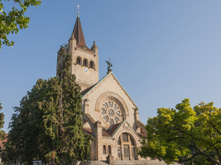 Fototapeta na wymiar Basel-Stadt, Altstadt, Pauluskirche, Kirche, Sommer, Schweiz
