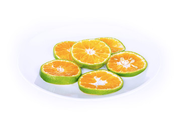 Green Orange fruit has been slit