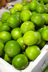 close up many thai lemon in market