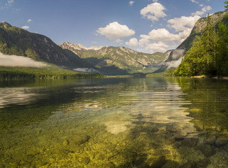 alpine lake, the Slovenian lake Bochinjsko