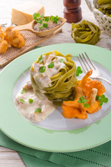 ,,tagliatelle con Spinaci,, with chanterelles