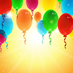 Holiday background with colorful balloons with place for your te