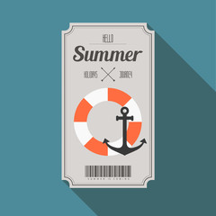 summer beach party ticket with long shadow
