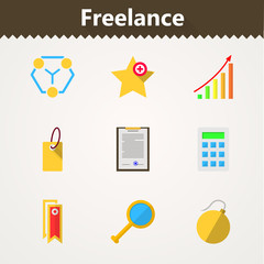 Flat icons for freelance and business