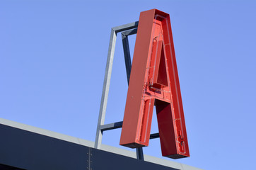 A letter Neon sign red