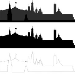 city silhouette in black, gray and with interpretation part 5