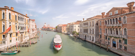 View of the grand canal with vaporetto and boats