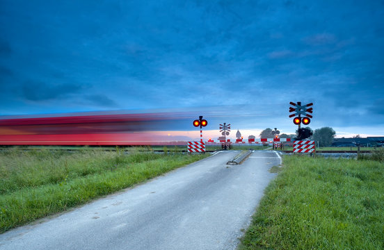 train on railway with long exposure