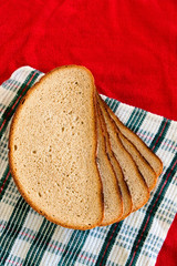 Bread loafs on a red green white background