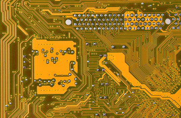 Close up of a printed computer circuit board