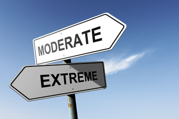 Moderate and Extreme directions.  Opposite traffic sign.