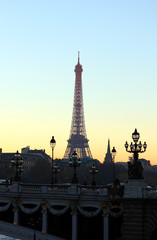 Fototapeta na wymiar View on Eiffel Tower in the evening, Paris, France