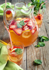 Strawberry lemonade. Selective focus