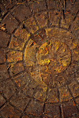 Old sewage manhole texture