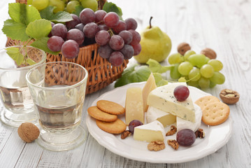 Camembert cheese and fresh fruits