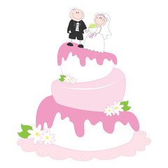 wedding card with cartoon groom and bride
