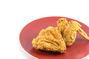 Fried chicken on white background