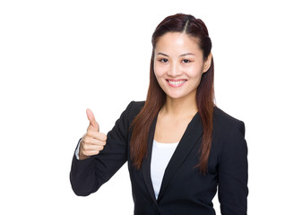 Asian businesswoman with thumb up