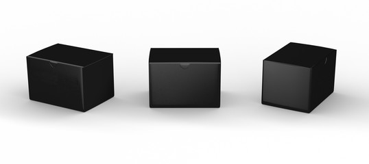 Black blank box packaging with clipping path