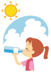 水分補給　女の子