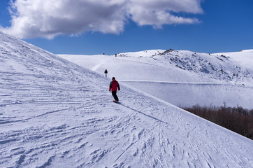 Snowy slope in 3-5 Pigadia ski center, Naoussa, Greece