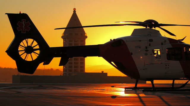 Helicopter Starting Sunset