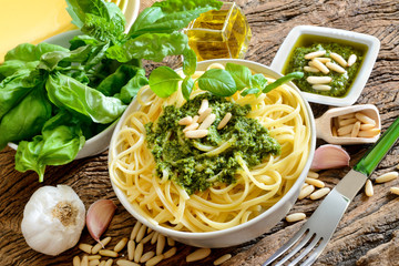 linguine pasta by pesto
