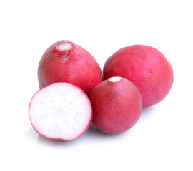 radishes isolated on white background