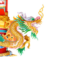 gold dragon isolated on white background