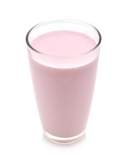Strawberry milk on white background