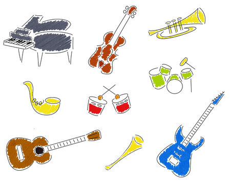 Instruments de musique stylisés