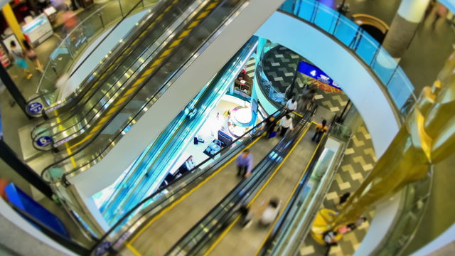 Mall Pedestrian Traffic Time Lapse Zoom