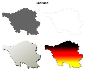 Saarland blank outline map set