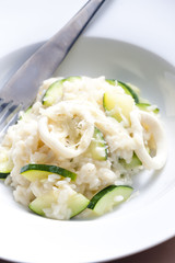 zucchini risotto with squid