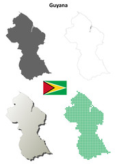 Guyana blank outline map set