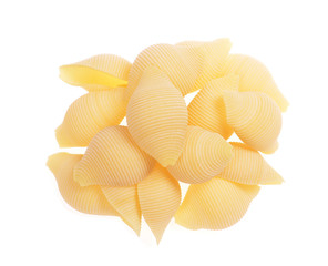 Conchiglie (Seashell Shaped) Pasta Isolated on White background.