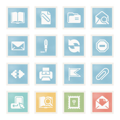 Email icons on paper.