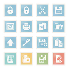 Document icons on paper.