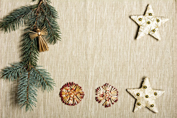 Christmas decoration on a wooden board