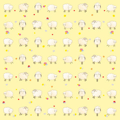 yellow wallpaper with baby lambs