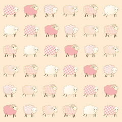 pink wallpaper with baby lambs