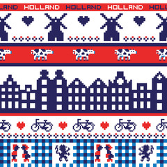 seamless retro pixel Holland pattern - 66424793