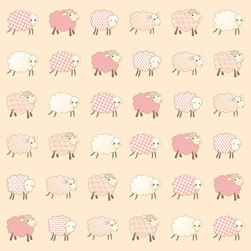 Pink Wallpaper With Baby Lambs