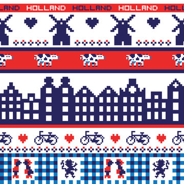 seamless retro pixel Holland pattern